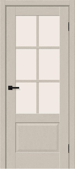 Остекленная межкомнатная дверь с покрытием ПЭТ, Прима-13.0.1, цвет: Cream Silkwood, из серии Prima, 200*80 Остекленная межкомнатная дверь с покрытием ПЭТ, Прима-13.0.1, цвет: Cream Silkwood, из серии Prima, 200*80