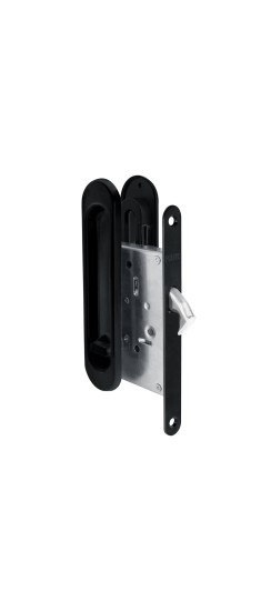 Защелка с ручками для раздвижных дверей Punto  SH.SL152.KIT011-BK (Soft LINE SL-011) BL-24 черный