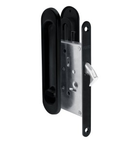 Защелка с ручками для раздвижных дверей Punto  SH.SL152.KIT011-BK (Soft LINE SL-011) BL-24 черный