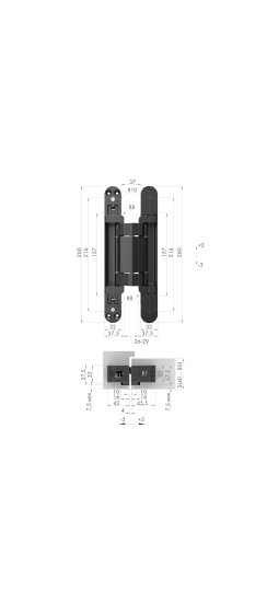 Петля Armadillo (Армадилло) скрытой установки U3D2200.VPG BL черный TECH