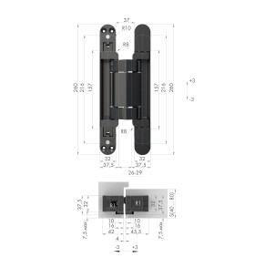 Петля скрытой установки Armadillo  U3D2200.VPG BL черный TECH