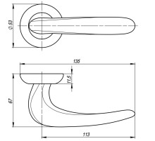 Ручка раздельная R.RM54.CAVA SN/CP-3 матовый никель/хром, коробка белый картон, квадрат 165