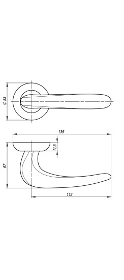 Ручка Fuaro (Фуаро) раздельная R.RM54.CAVA SN/CP-3 матовый никель/хром, коробка белый картон, квадрат 165