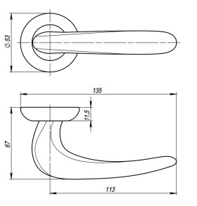 Ручка раздельная R.RM54.CAVA SN/CP-3 матовый никель/хром, коробка белый картон, квадрат 165