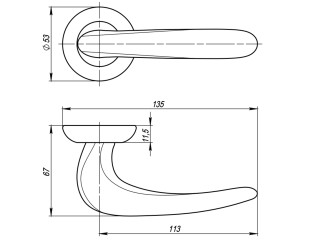Ручка раздельная R.RM54.CAVA SN/CP-3 матовый никель/хром, коробка белый картон, квадрат 165