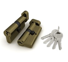 Цилиндровый механизм (100 ZM/70) 1000ZMKnob70(30+10+30) AB бронза 5Key с вертушкой