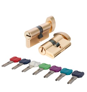 Цилиндровый механизм MaxPro7002Knob70mm(30+10+30) SSG сатин.золото 7key с вертушкой