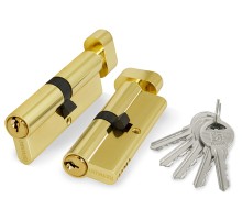 Цилиндровый механизм (100 ZM/70) 1000ZMKnob70(30+10+30) PB латунь 5Key с вертушкой