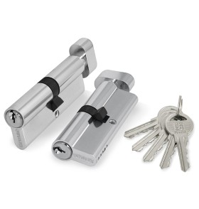 Цилиндровый механизм (100 ZM/90) 1000ZMKnob90(40+10+40) CP хром 5Key с вертушкой