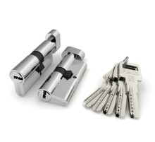 Цилиндровый механизм (R602/90) R6002Knob90(35+10+45) CP хром 5Key с вертушкой