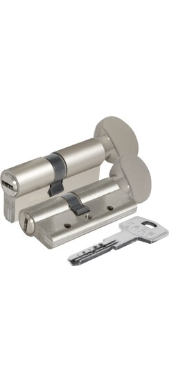 Цилиндровый механизм Kale kilit (Кале килит) с вертушкой 164 DBM-E/90 (40+10+40) mm никель 5 кл. БЛИСТЕР