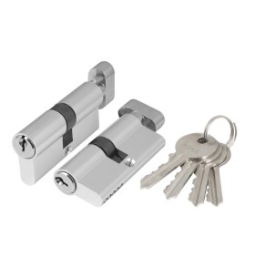 Цилиндровый механизм Ajax (AX102/60) AX1002Knob60 (25+10+25)/HD CP хром 4Key с вертушкой