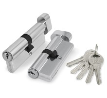 Цилиндровый механизм (100 ZM/70) 1000ZMKnob70(30+10+30) CP хром 5Key с вертушкой