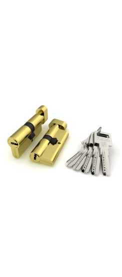 Цилиндровый Fuaro (Фуаро) механизм (R602/70) R6002Knob70(30+10+30) PB латунь 5Key с вертушкой