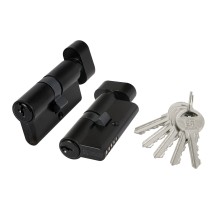 Цилиндровый механизм (100 ZM/70) 1000ZMKnob70(30+10+30) BL черный, 5 кл. с вертушкой