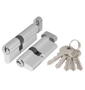 Цилиндровый механизм Ajax (AX102/60) AX1002Knob60 (25+10+25) CP хром с вертушкой