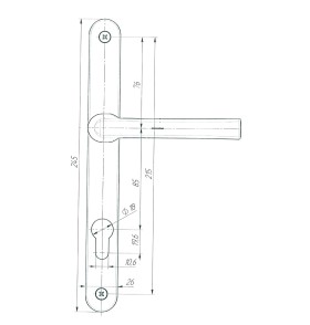 Ручка дверная на планке РФ1-85.25 (85 мм) черный матовый