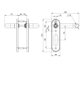Ручка дверная FP.DH172.0433 W/CYL HOLE SS 201 (9x140) без отверстий под ЦМ