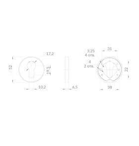 Накладка под цилиндр ET.R.EST.R52 SSC-16 сатинированный хром