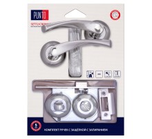 Комплект ручек с защелкой c запиранием LM/A SET72R.TL54.CRONA/HD SN/CP-3 матовый никель/хром