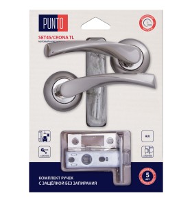 Комплект ручек с защелкой без запирания LM/A SET45R.TL54.CRONA/HD SN/CP-3 матовый никель/хром