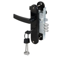 Замок врезной сувальдный с защёлкой в комплекте с ручкой ЗВ9-8/13 (черный муар), 3 кл. /76704/