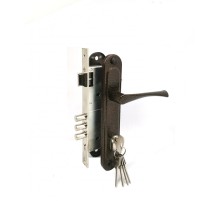 Замок Zenit  врезной цилиндровый с защёлкой в комплекте с ручкой ЗВ4-85.3 (медь), 5 кл.