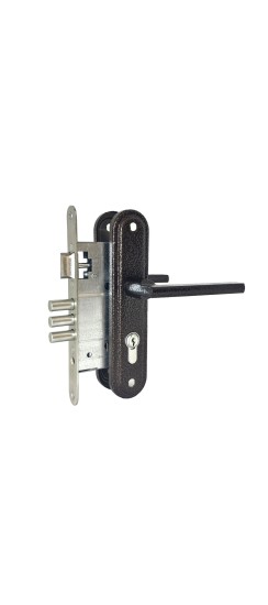 Замок Absolyute (Абсолют) врезной цилиндровый с защёлкой в комплекте с ручкой ЗВ4-3/09Р (медь), 4 кл.