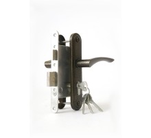 Замок Zenit  врезной цилиндровый с защёлкой в комплекте с ручкой ЗВ4-3.07 (бронза), 4 кл.