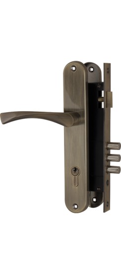 Замок цилиндровый Fuaro (Фуаро) с в комплекте с ручкой LOCKSET.9011 (SET F9011) AB бронза
