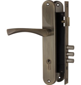 Замок цилиндровый Fuaro с в комплекте с ручкой LOCKSET.9011 (SET F9011) AB бронза