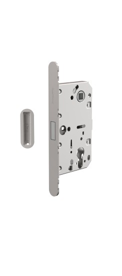 Замок Armadillo (Армадилло) межкомнатный магнитный под цилиндр с ответной планкой GRAVITY.PRO G02.196.50.85 MWSC ит.тисн