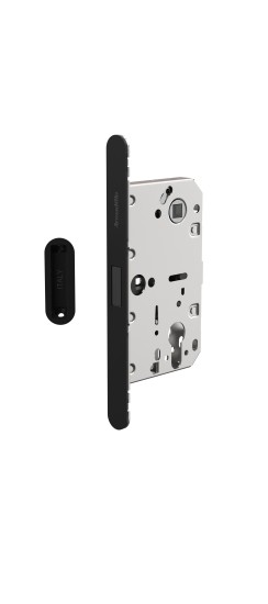 Замок Armadillo (Армадилло) межкомнатный магнитный под цилиндр с ответной планкой GRAVITY.PRO G02.196.50.85 BL черный