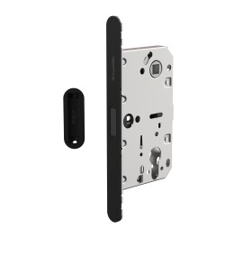 Замок межкомнатный магнитный под цилиндр с ответной планкой GRAVITY.PRO G02.196.50.85 BL черный