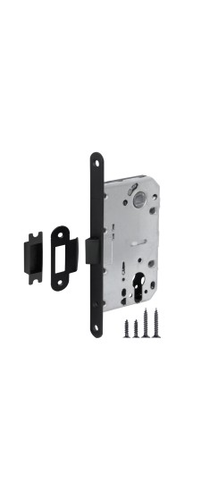 Корпус Fuaro (Фуаро) врезного замка c защёлкой PLASTP85C-50 (P85C-50) BL черный Корпус Fuaro (Фуаро) врезного замка c защёлкой PLASTP85C-50 (P85C-50) BL черный