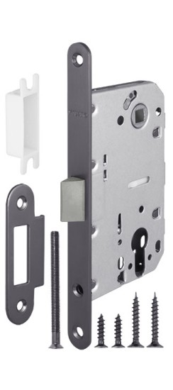 Корпус Fuaro (Фуаро) врезного замка c защёлкой PLASTP85C-50 (P85C-50) GR графит