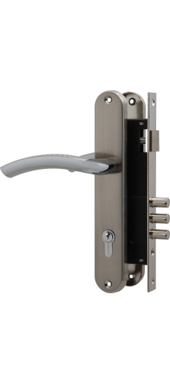 Замок цилиндровый Fuaro (Фуаро) с в комплекте с ручкой LOCKSET.9013 (SET F9011) SN/CP мат.никель