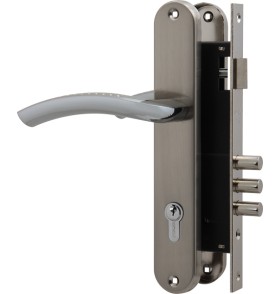 Замок цилиндровый Fuaro с в комплекте с ручкой LOCKSET.9013 (SET F9011) SN/CP мат.никель